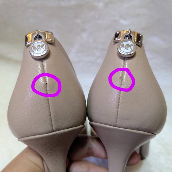 Michael Kors - Hamilton Open Toe Tan Nude Leather Heels - Size 10M - Picture 4 of 5